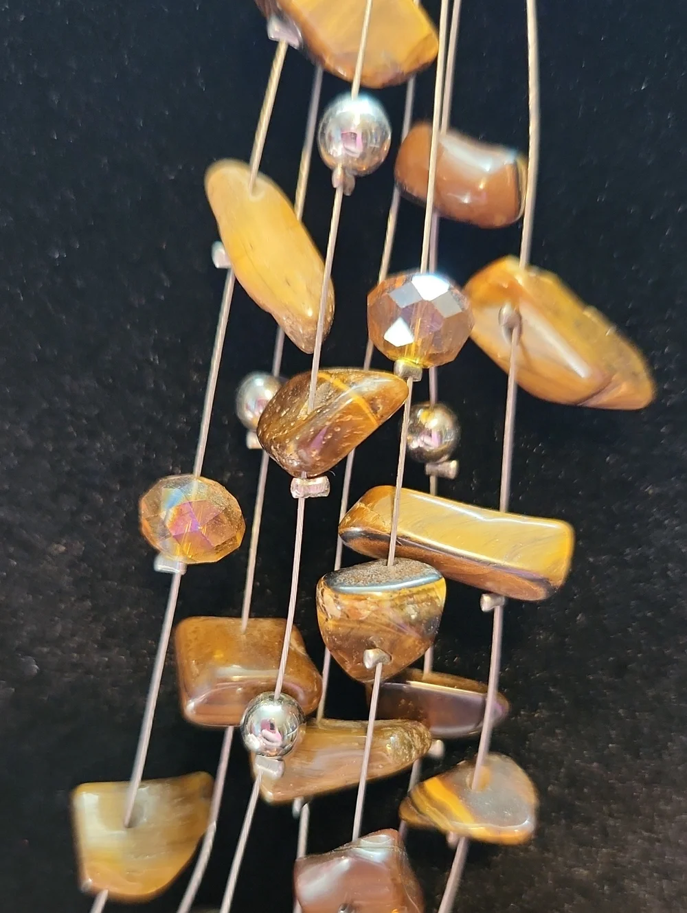 NWT Mixit Layered Brown and Gold Bead Necklace with Matching Earrings
